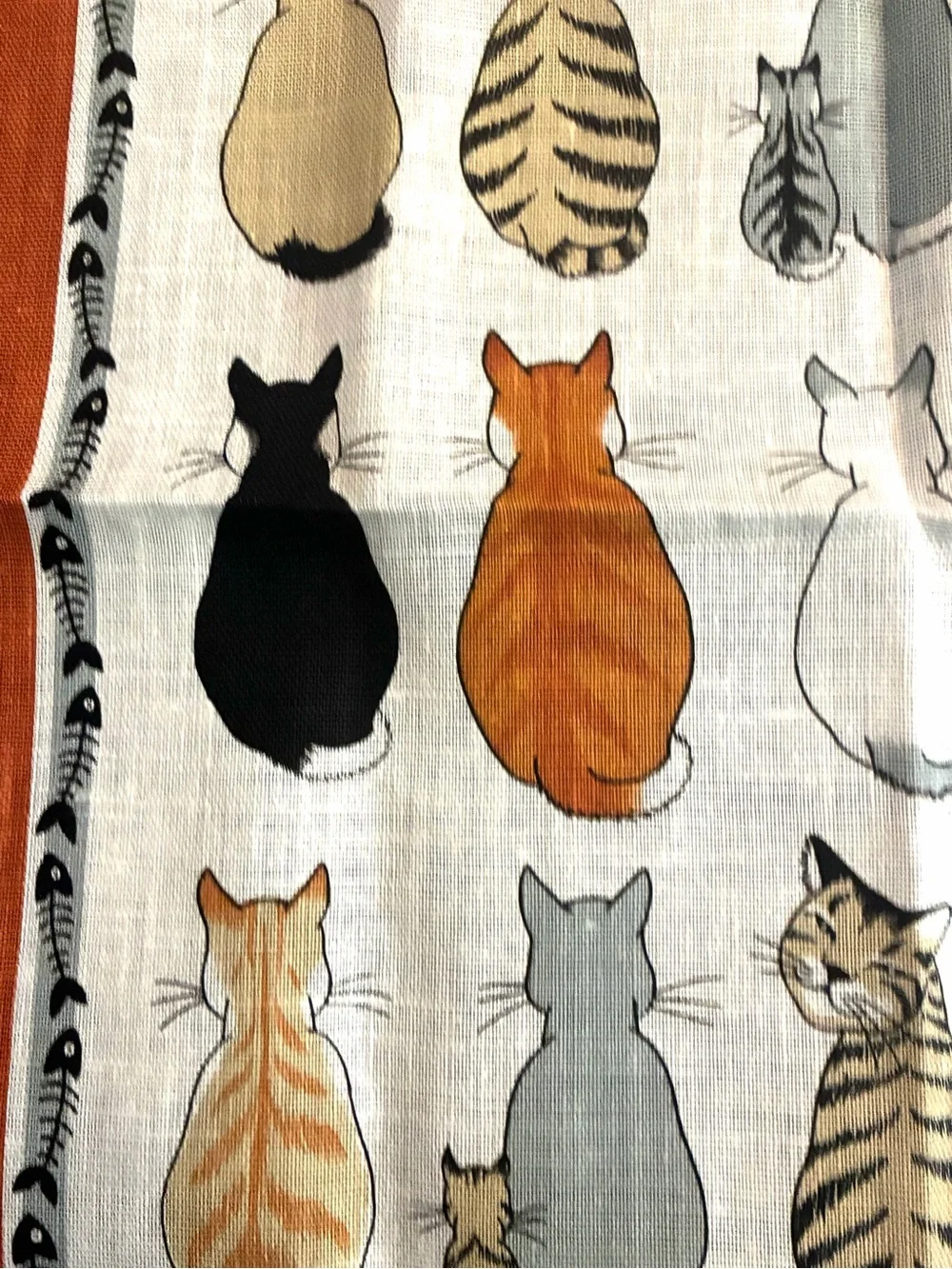 Vintage Ulster Weavers Irish Linen Cats in Waiting Tea Towel Made in Ireland